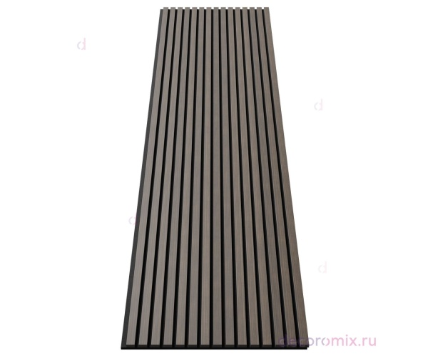 Акустическая панель, черный войлок, 2750х600х21мм, рейки МДФ, шпон дуб маррон коричневый