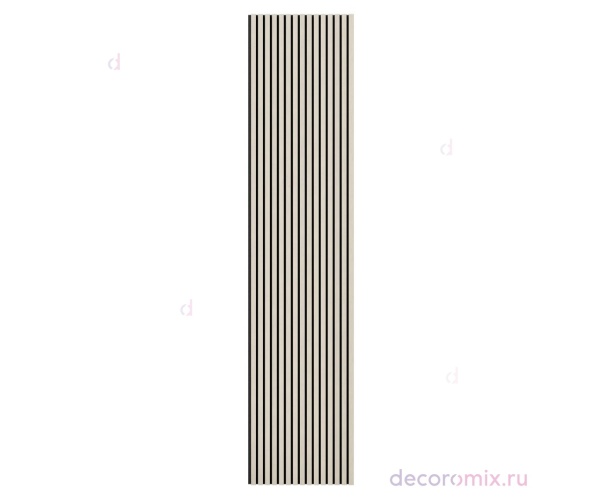 Акустическая панель, черный войлок, 2750х600х21мм, рейки МДФ, шпон дуб клэр светлый