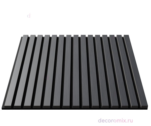 Акустическая панель, черный войлок, 600х600х21мм, рейки МДФ, шпон дуб антрацит темно-серый