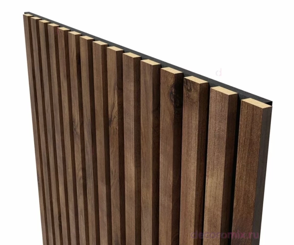 Акустическая панель, черный войлок, 2750х600х19мм, рейки МДФ дуб старинный натуральный