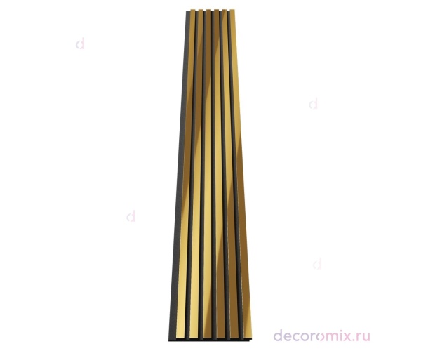 Комплект акуст.панелей, черный войлок, 3000х300х19мм, рейки ЭКОПОЛИМЕР, желтое золото/2шт.