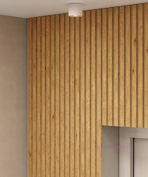 Акустическая панель, серый войлок, 2750х600х19мм, рейки МДФ дуб медный