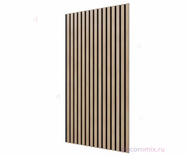 Акустическая панель, черный войлок, 1200х600х19мм, рейки МДФ ясень тирамису