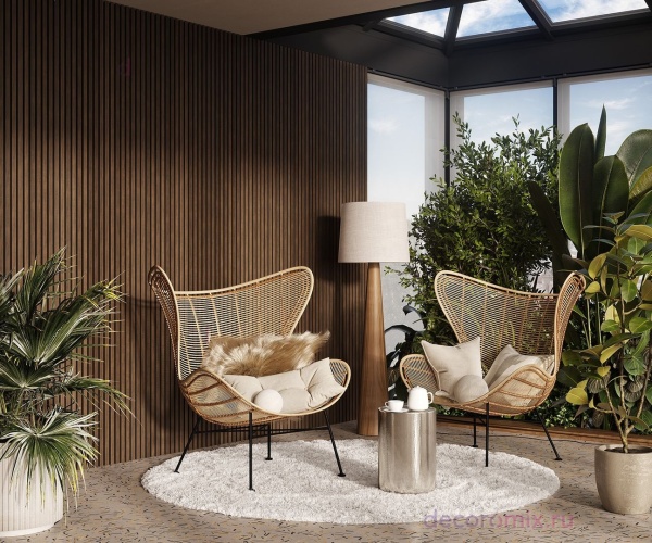 Акустическая панель, черный войлок, 2750х600х21мм, рейки МДФ, шпон дуб маррон коричневый