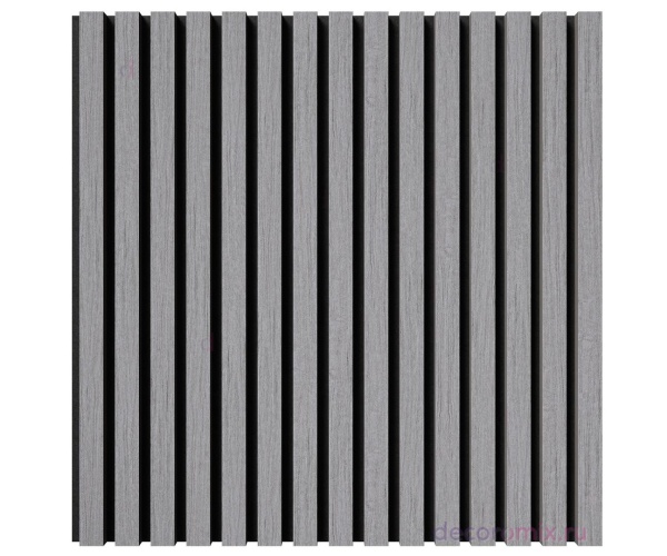 Акустическая панель, черный войлок, 600х600х21мм, рейки МДФ, шпон дуб ардженто светло-серый