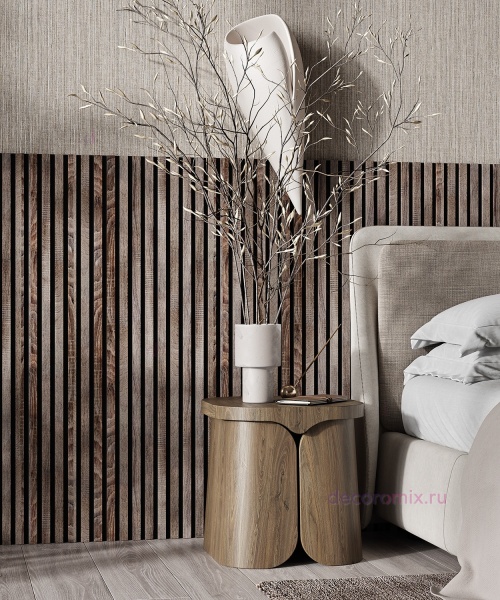 Акустическая панель, черный войлок, 1200х600х19мм, рейки МДФ дуб дымчатый