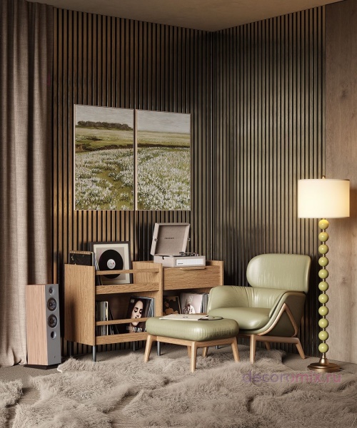 Комплект акуст.панелей, черный войлок, 3000х300х19мм, рейки ЭКОПОЛИМЕР, шампань/2шт.