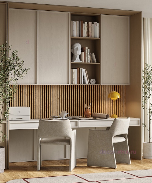 Акустическая панель, черный войлок, 2750х600х19мм, рейки МДФ дуб медный