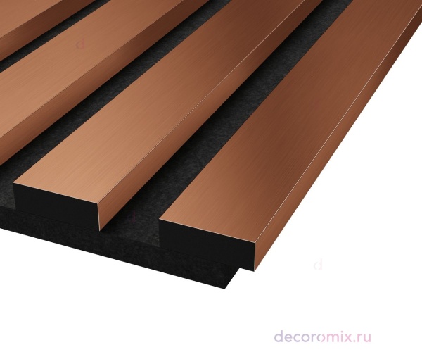 Комплект акуст.панелей, черный войлок, 3000х300х19мм, рейки ЭКОПОЛИМЕР, красная медь/2шт.