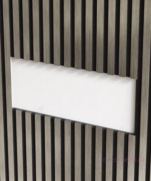 Комплект акуст.панелей, черный войлок, 3000х300х19мм, рейки ЭКОПОЛИМЕР, платина матовая/2шт.