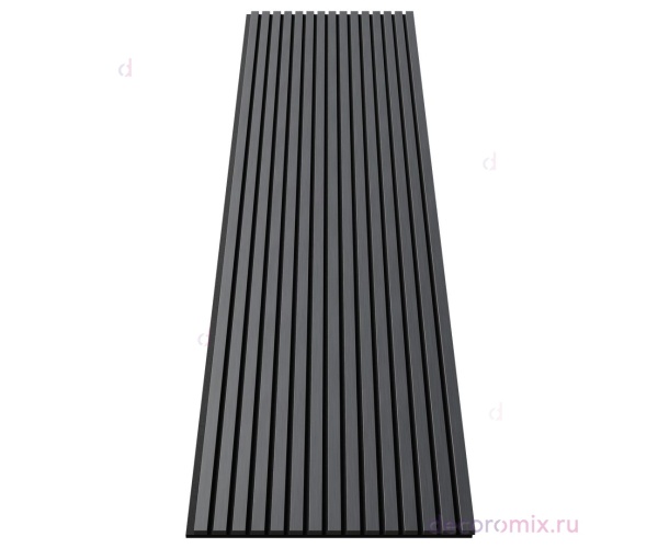 Акустическая панель, черный войлок, 2750х600х21мм, рейки МДФ, шпон дуб антрацит темно-серый