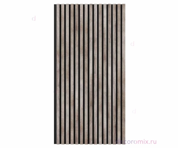 Акустическая панель, черный войлок, 1200х600х19мм, рейки МДФ дуб дымчатый