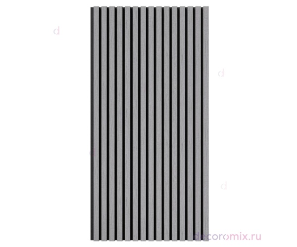 Акустическая панель, черный войлок, 1200х600х21мм, рейки МДФ, шпон дуб ардженто светло-серый