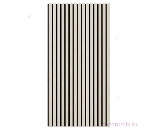 Акустическая панель, черный войлок, 1200х600х21мм, рейки МДФ, шпон дуб клэр светлый