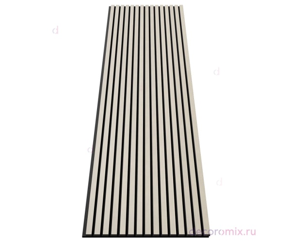 Акустическая панель, черный войлок, 2750х600х21мм, рейки МДФ, шпон дуб клэр светлый