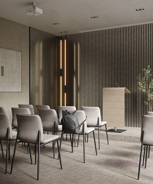 Комплект акуст.панелей, черный войлок, 3000х300х19мм, рейки ЭКОПОЛИМЕР, платина матовая/2шт.