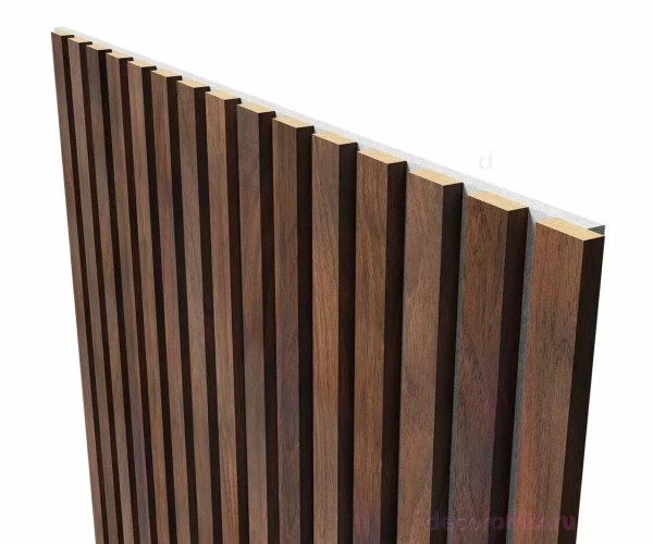 Акустическая панель, серый войлок, 2750х600х19мм, рейки МДФ дуб барон темный