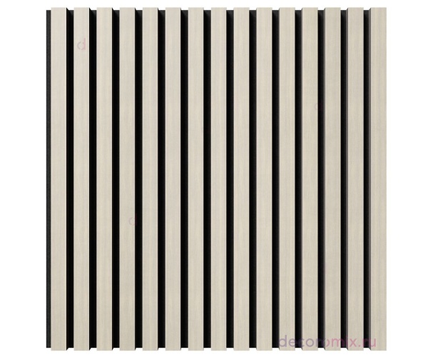 Акустическая панель, черный войлок, 600х600х21мм, рейки МДФ, шпон дуб клэр светлый