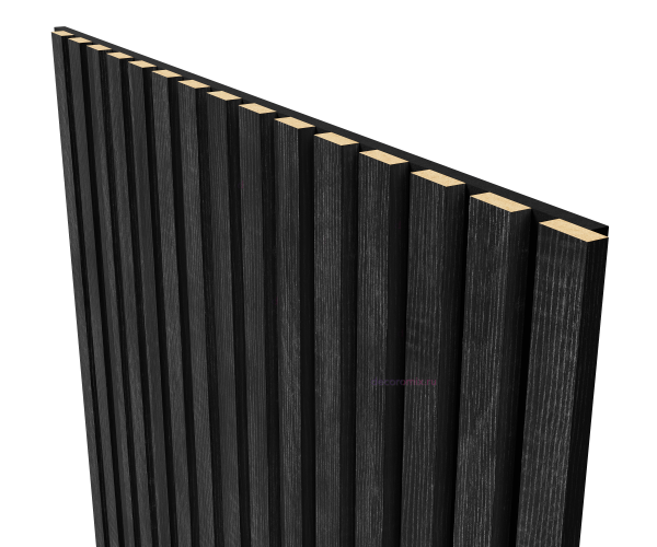 Акустическая панель, черный войлок, 1200х600х19мм, рейки МДФ дуб графит