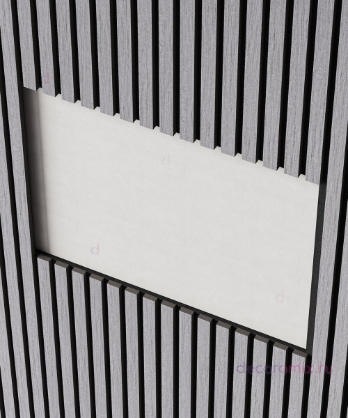 Акустическая панель, черный войлок, 2750х600х21мм, рейки МДФ, шпон дуб ардженто светло-серый