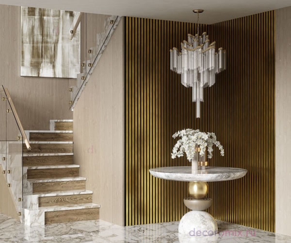 Комплект акуст.панелей, черный войлок, 1200х300х19мм, рейки ЭКОПОЛИМЕР, золото матовое/2шт.