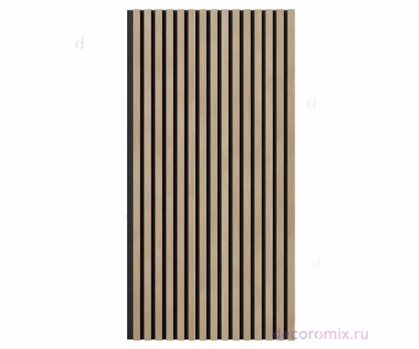 Акустическая панель, черный войлок, 1200х600х19мм, рейки МДФ ясень тирамису