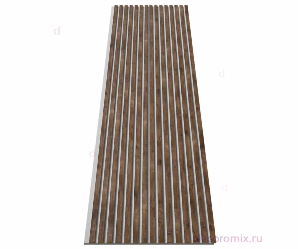 Акустическая панель, серый войлок, 2750х600х19мм, рейки МДФ дуб старинный натуральный