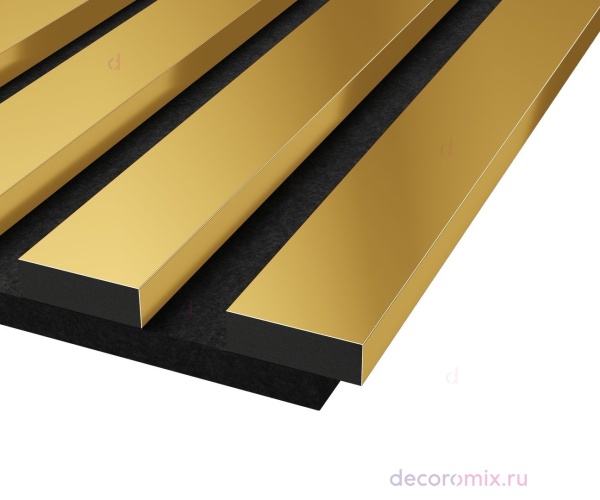 Комплект акуст.панелей, черный войлок, 3000х300х19мм, рейки ЭКОПОЛИМЕР, желтое золото/2шт.
