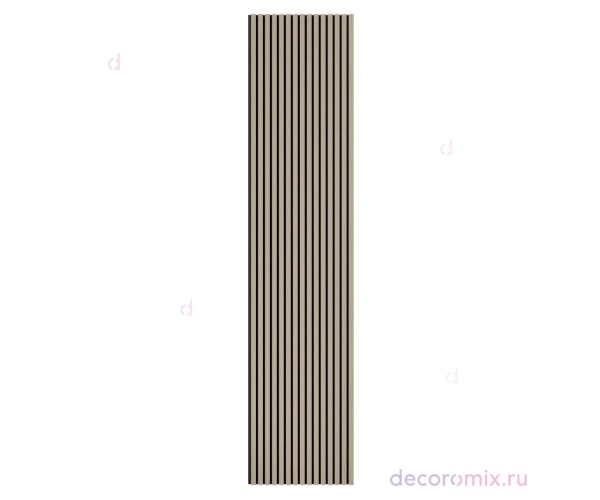 Акустическая панель, черный войлок, 2750х600х21мм, рейки МДФ, шпон дуб латте бежевый