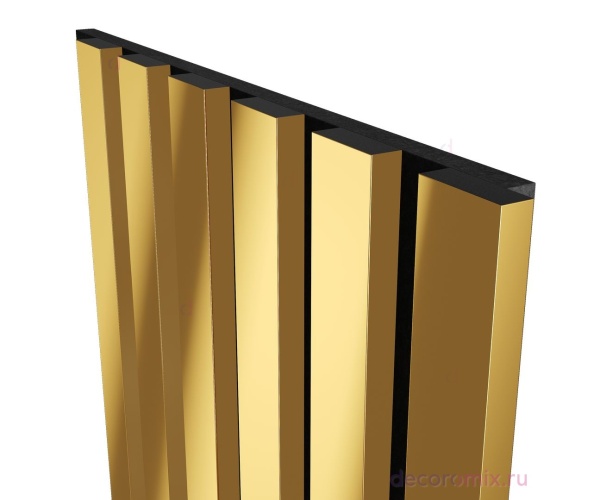 Комплект акуст.панелей, черный войлок, 3000х300х19мм, рейки ЭКОПОЛИМЕР, желтое золото/2шт.
