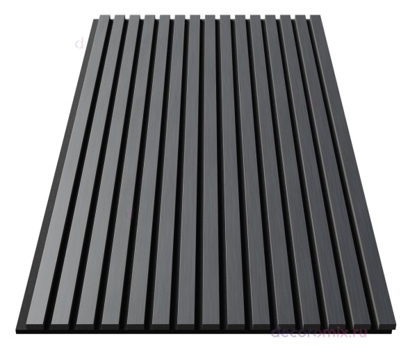 Акустическая панель, черный войлок, 1200х600х21мм, рейки МДФ, шпон дуб антрацит темно-серый