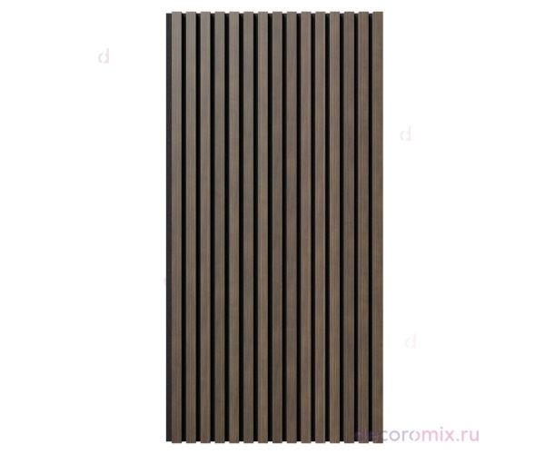 Акустическая панель, черный войлок, 1200х600х21мм, рейки МДФ, шпон дуб маррон коричневый