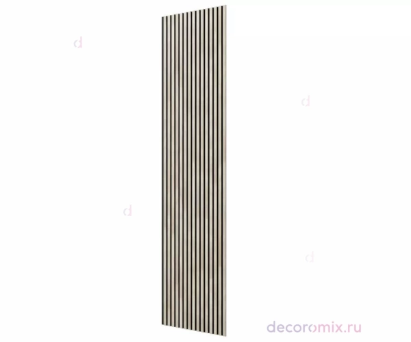 Акустическая панель, черный войлок, 2750х600х19мм, рейки МДФ ясень кристалл