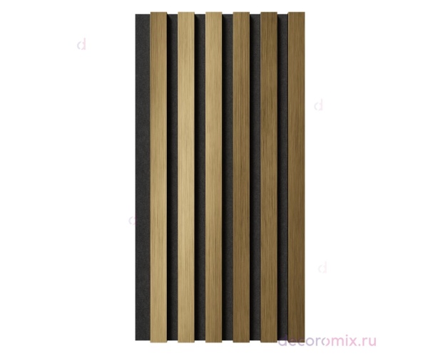 Комплект акуст.панелей, черный войлок, 600х300х19мм, рейки ЭКОПОЛИМЕР, золото матовое/2шт.