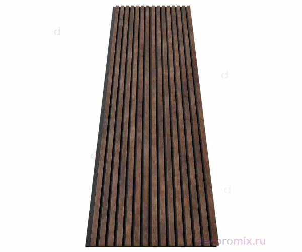 Акустическая панель, черный войлок, 2750х600х19мм, рейки МДФ дуб барон темный