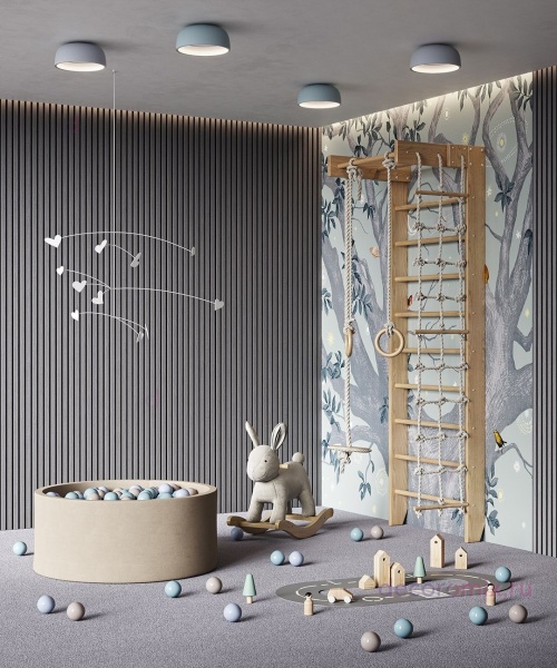 Акустическая панель, черный войлок, 1200х600х21мм, рейки МДФ, шпон дуб ардженто светло-серый